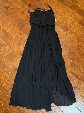 Bisou Bisou Black Pleated Chiffon Maxi Dress